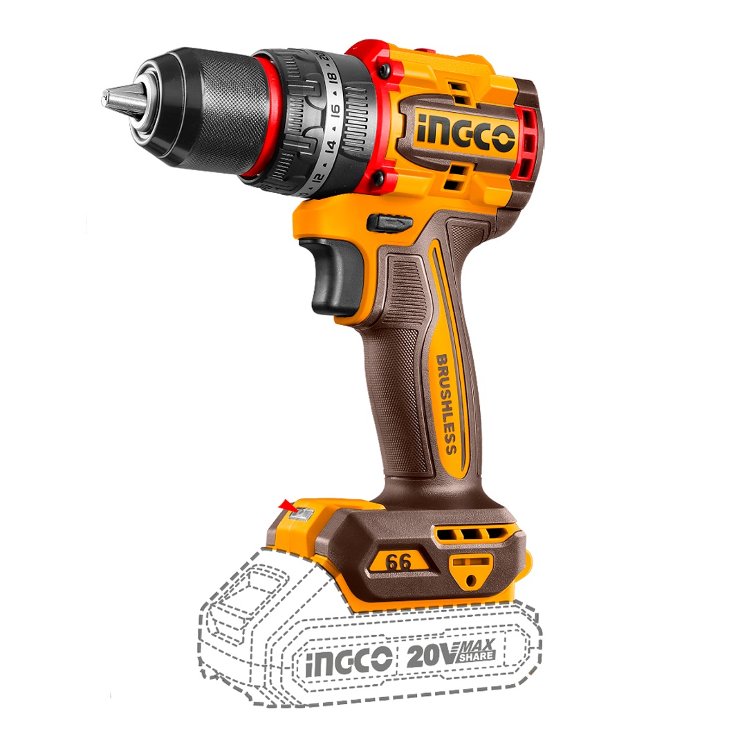 INGCO CIDLI20768 - Brushless Cordless Impact Drill, 20V, 76 Nm