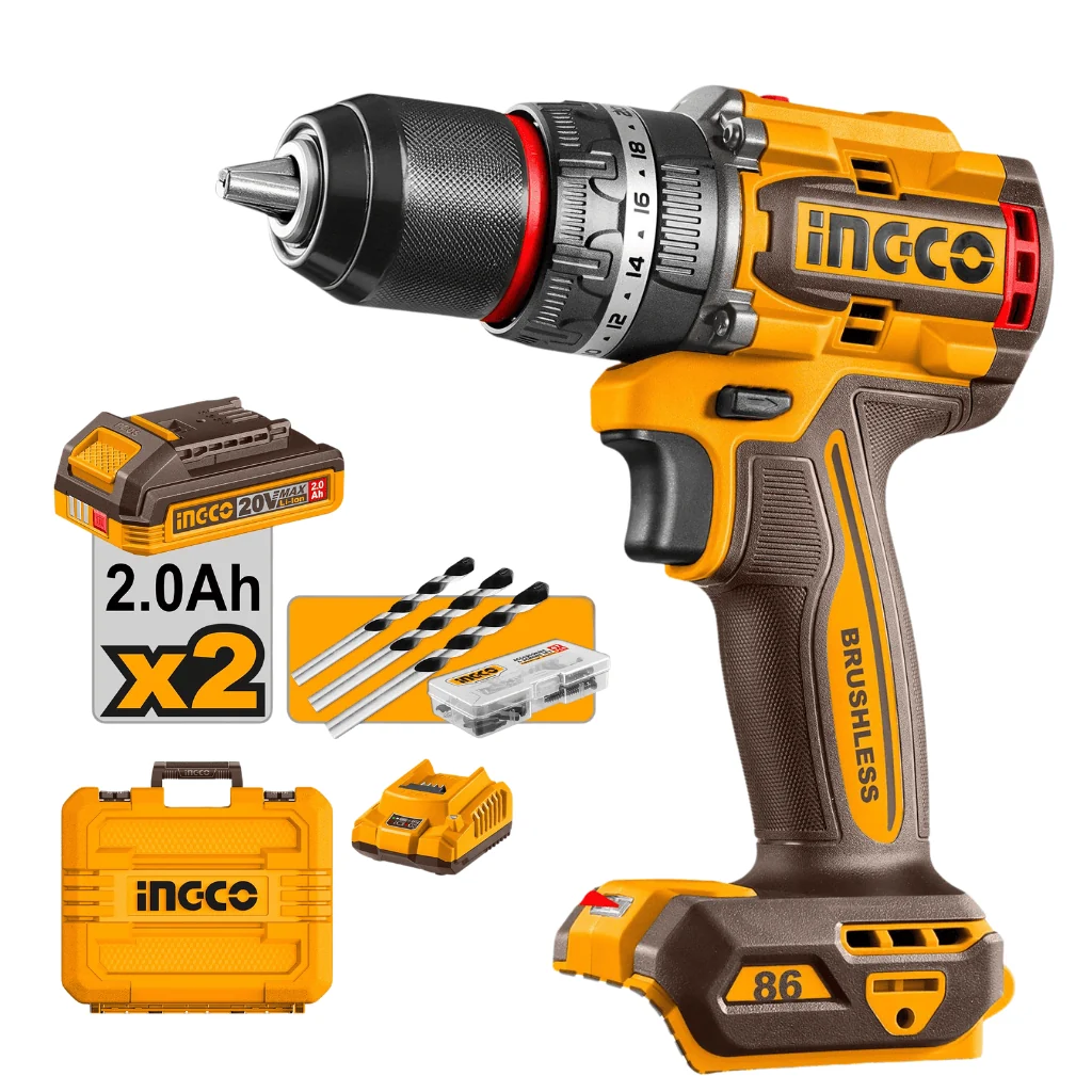 INGCO CIDLI20868 - Brushless Cordless Impact Drill, 20V, 86 Nm