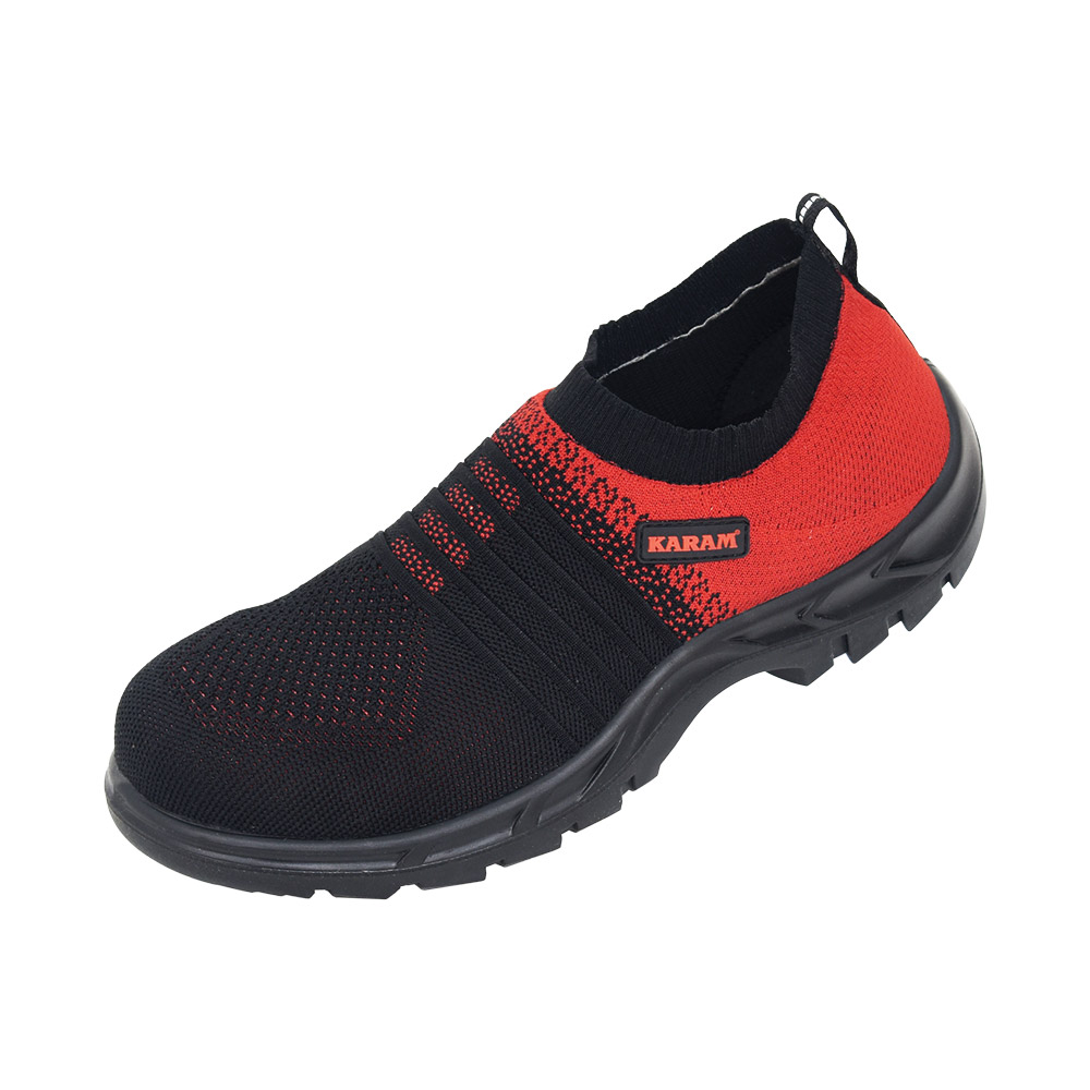 KARAM FS202 Flytex Red & Black Sporty Slip-on Safety Shoes