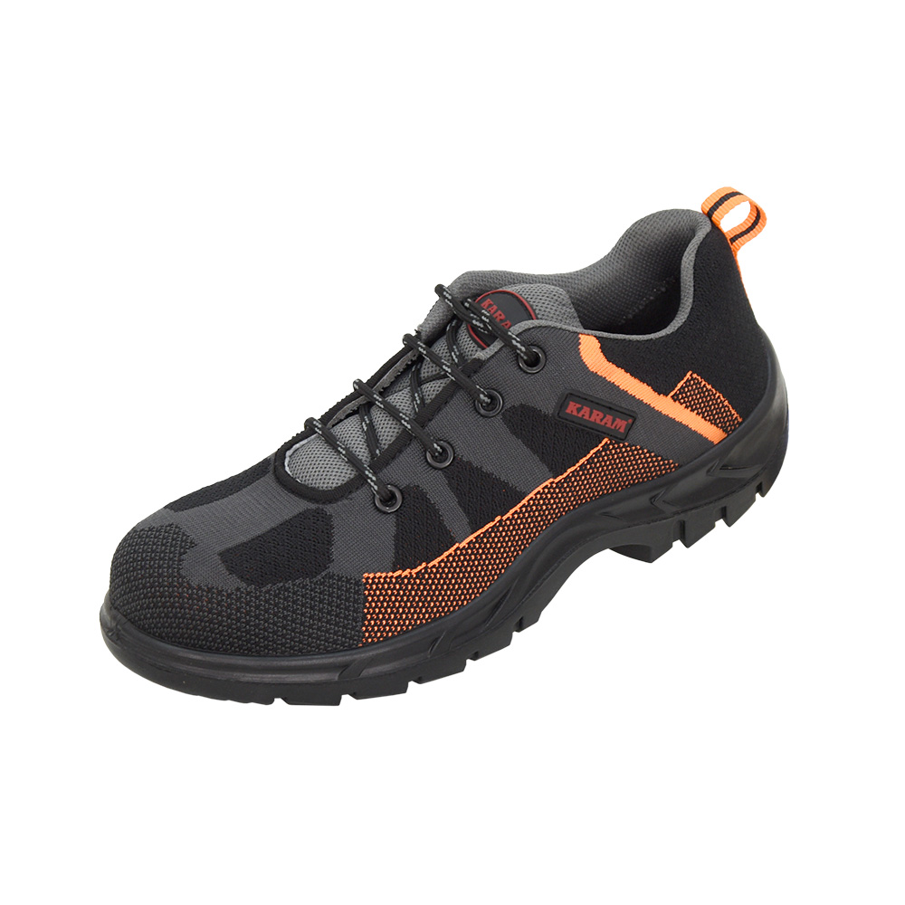 KARAM FS210 Flytex Grey & Orange Sporty Lace-up Safety Shoes
