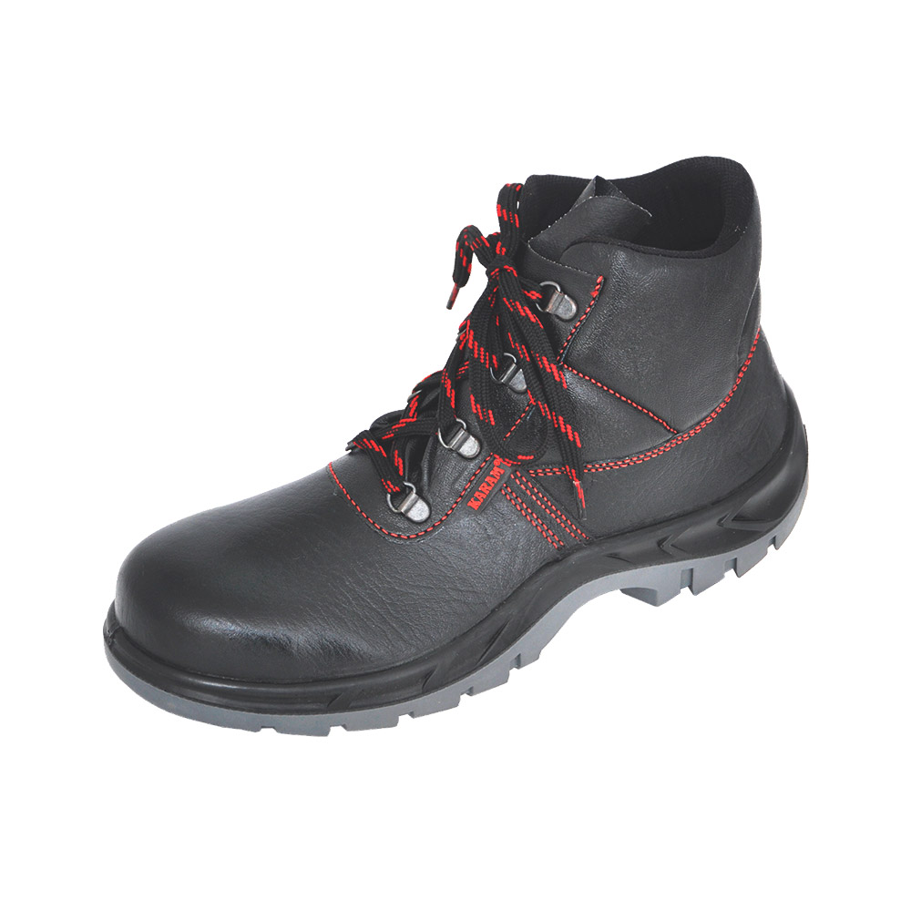 KARAM FS21 Workman High-Ankle Black Leather Safety Shoes