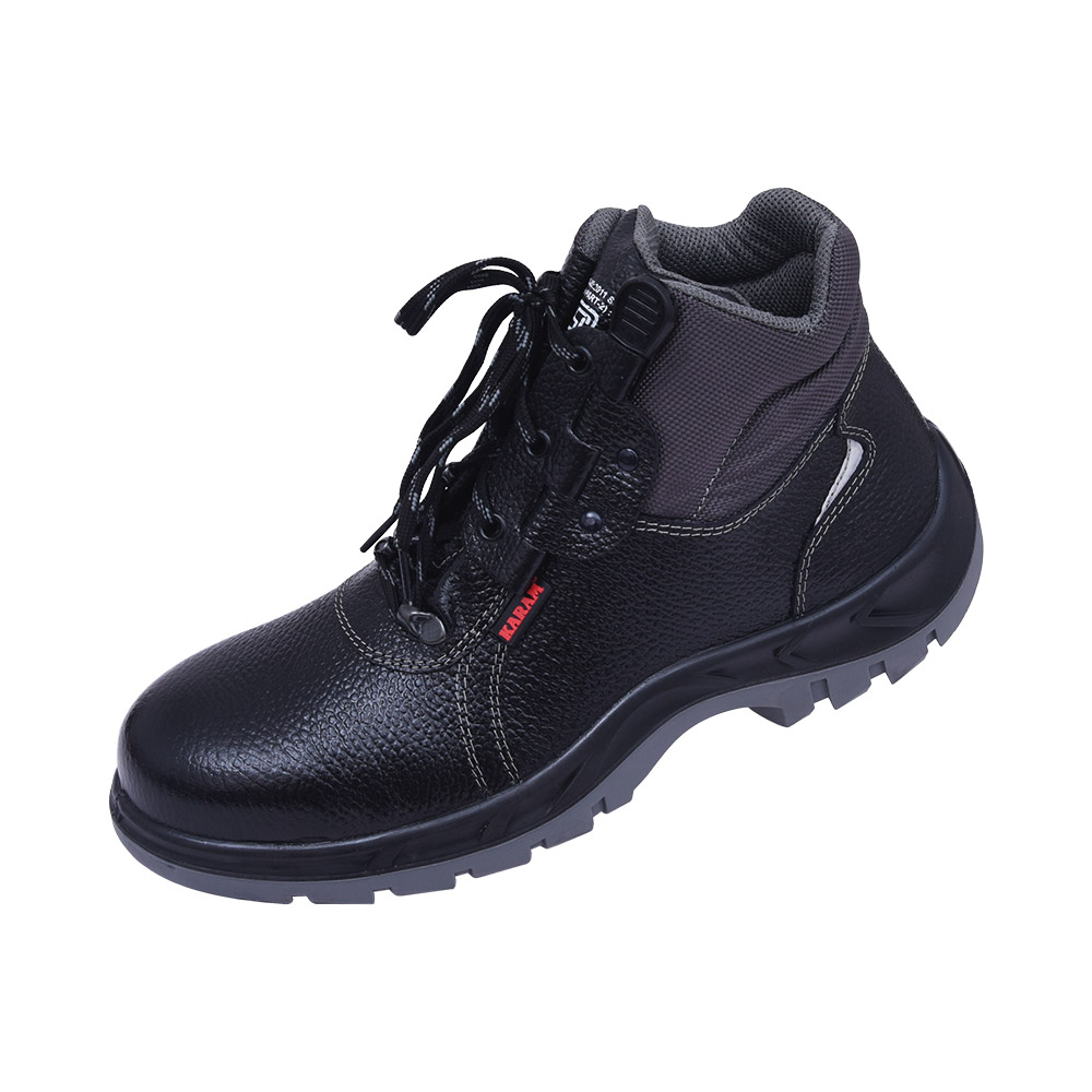 KARAM FS22 Quick-Release Ankle-Height Black Leather Safety Shoes