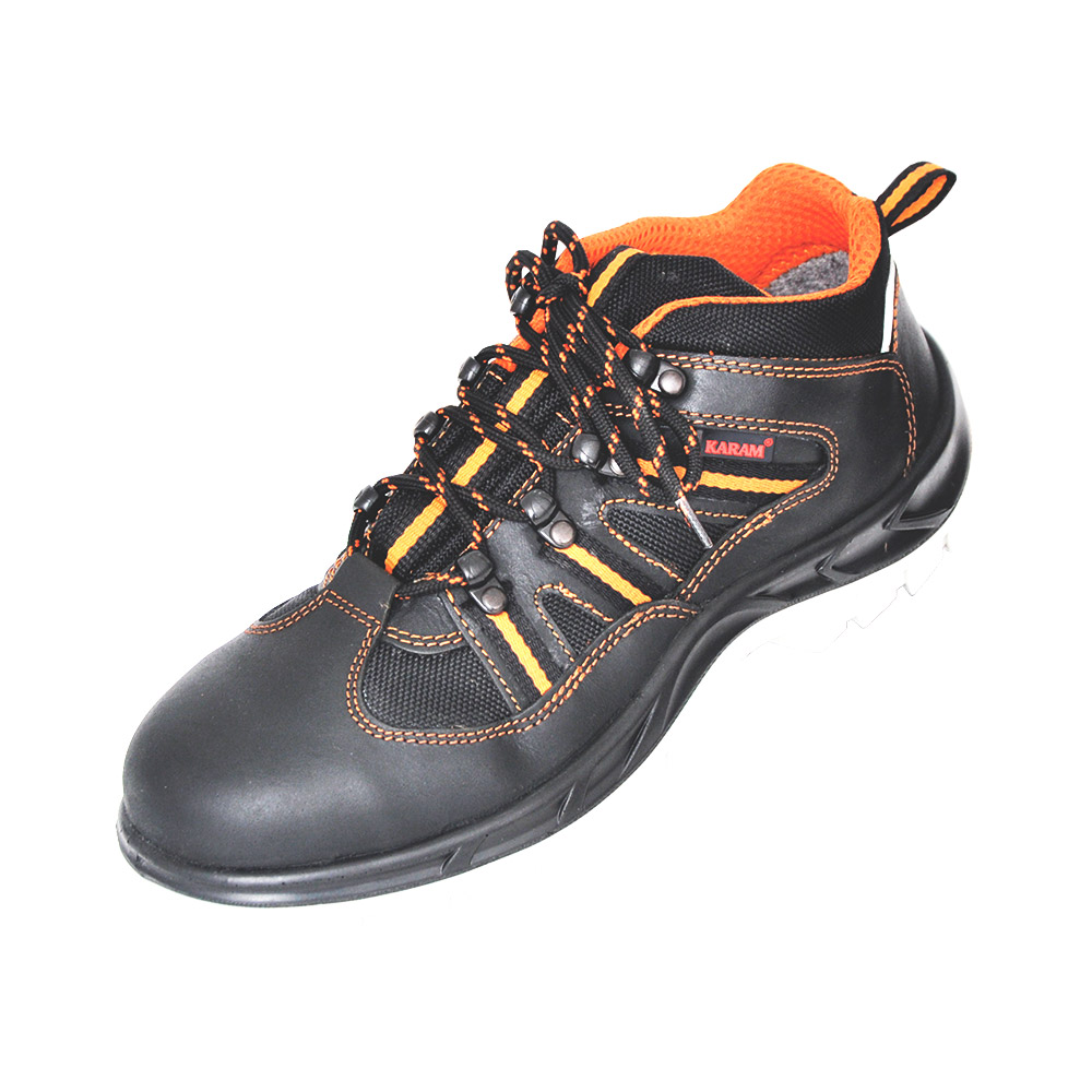 KARAM FS63 Executive Black & Orange Leather Safety Shoes