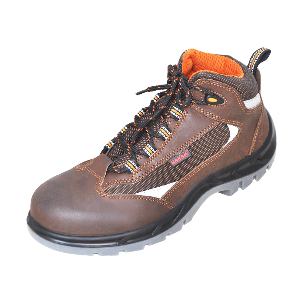 KARAM FS65 Executive High-Ankle Brown Leather Safety Shoes