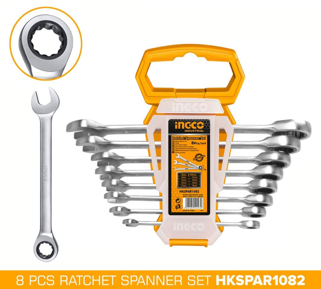 INGCO Ratchet Spanner Set, 8 pcs – HKSPAR1088
