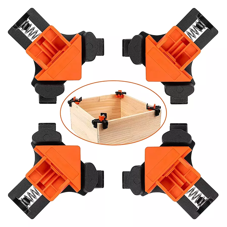 Kravetto 4Pcs Corner Clamp Adjustable Single Handle Spring Loaded for Wood-Working, Welding
