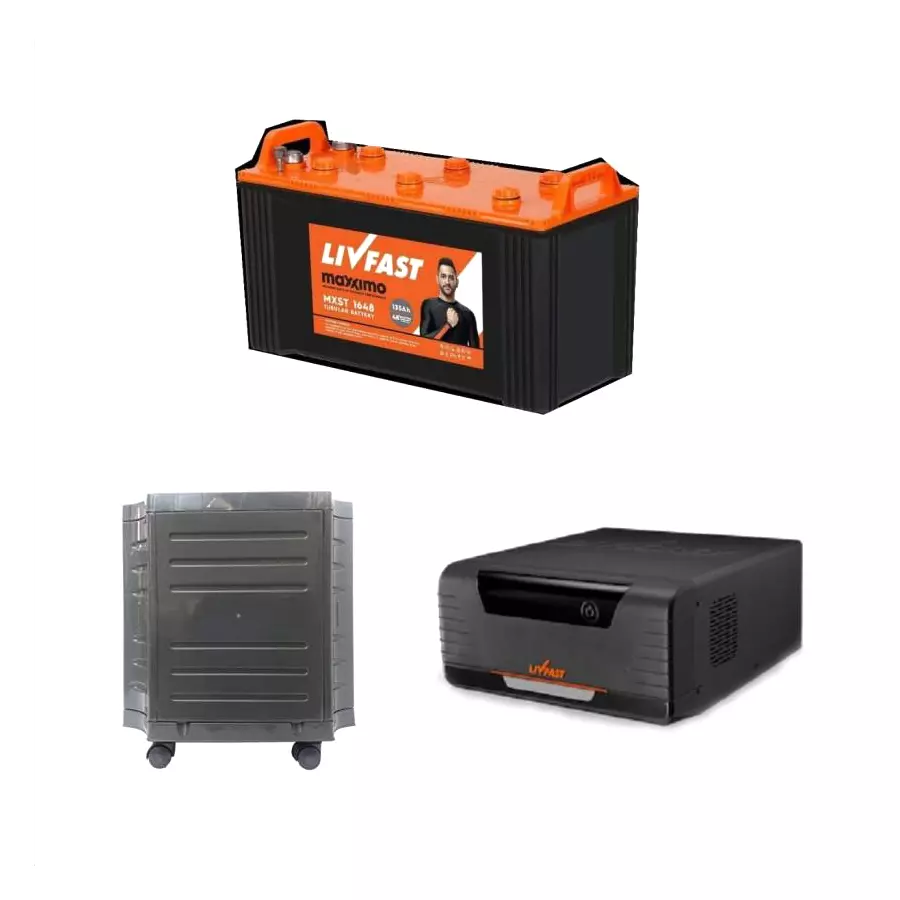 Livfast 135 AH MXST1648+FC725+Trolly Tubular Inverter Battery