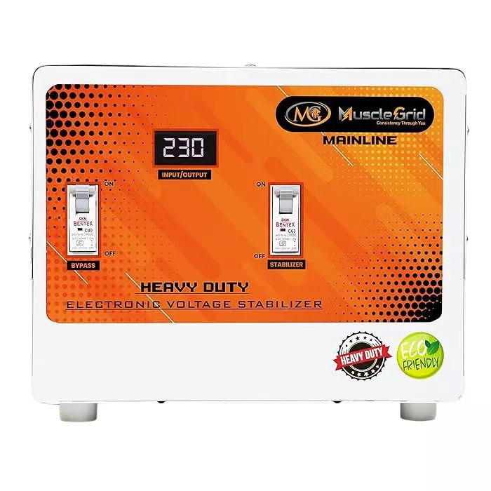 MuscleGrid 8KVA (90-300V) Single Phase Heavy Duty Automatic Mainline Voltage Stabilizer Copper Wired