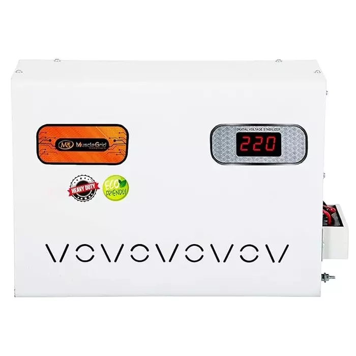MuscleGrid 5KVA (90-300V) Single Phase Heavy Duty Automatic Mainline Voltage Stabilizer Copper Wired White
