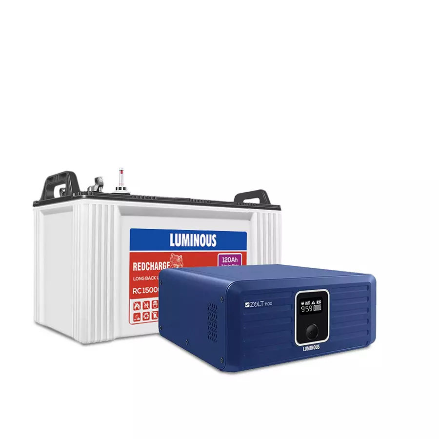 Luminous Zolt 1100 Inverter + RC15000 120Ah Short Tubular Battery