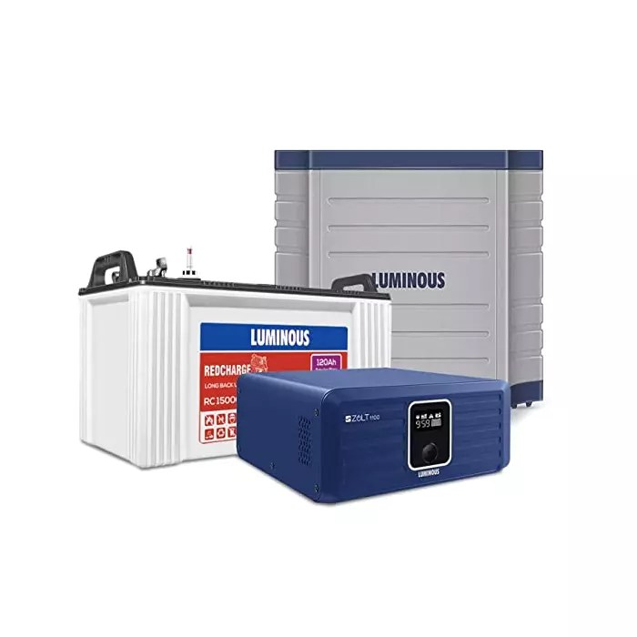 Luminous Zolt 1100 Inverter + RC15000 120Ah Recyclable Tubular Battery + Trolley