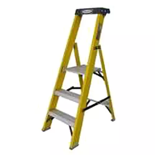 Ladderman LMP-2103 3 Steps FRP Fiber Glass Yellow Platform Safety Ladder