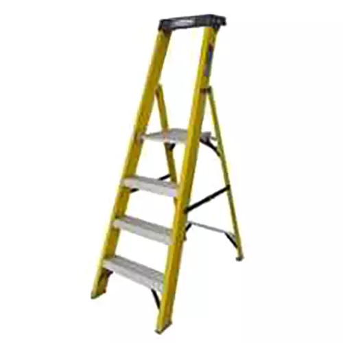 Ladderman LMP-2104 4 Steps FRP Fiber Glass Yellow Platform Safety Ladder
