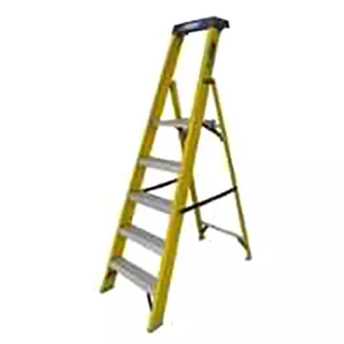 Ladderman LMP-2105 5 Steps FRP Fiber Glass Yellow Platform Safety Ladder