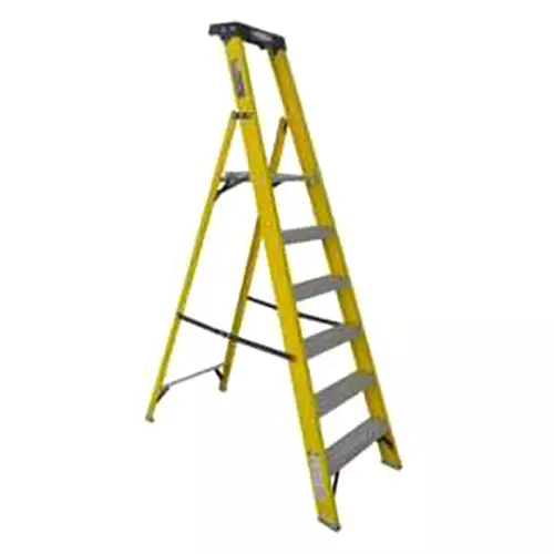 Ladderman LMP-2106 6 Steps FRP Fiber Glass Yellow Platform Safety Ladder