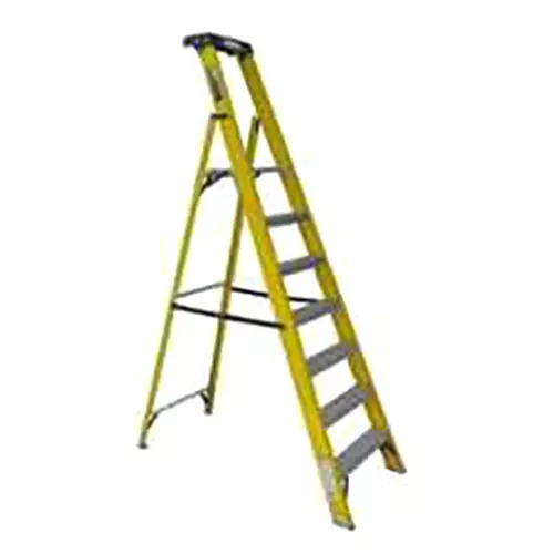 Ladderman LMP-2107 7 Steps FRP Fiber Glass Yellow Platform Safety Ladder