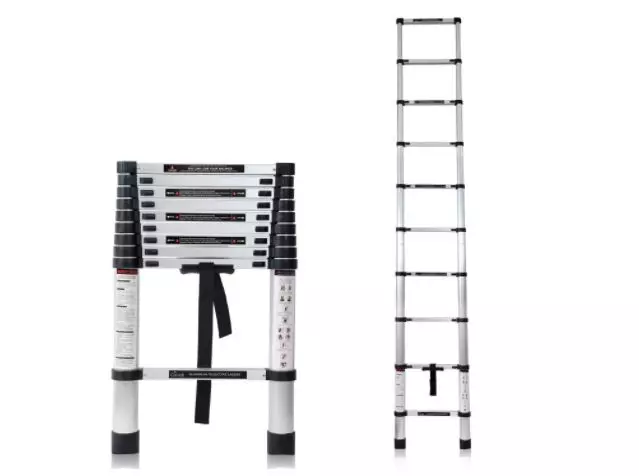 Corvids 9.5 Ft Portable and Compact Aluminium Telescopic Ladder with 10-Steps, CALT-029