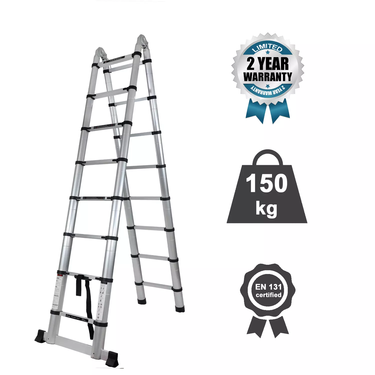 Corvids 22(11+11)ft Portable and Compact A Type Aluminium Telescopic Ladder with 16-Steps, CALT-D66