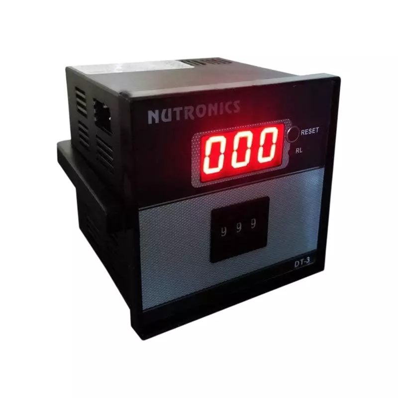 Nutronics 3 Digit Digital Timer 0.1s-999 min Run up Time Range 1 Relay 230V AC, DT-3