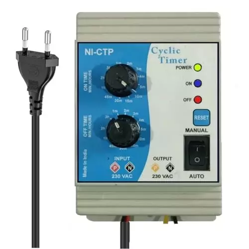 Nutronics 230 V AC 25 Amp Auto & Manual Operating Single Phase Plugged-In Analog Programmable Cyclic Timer, M-1121