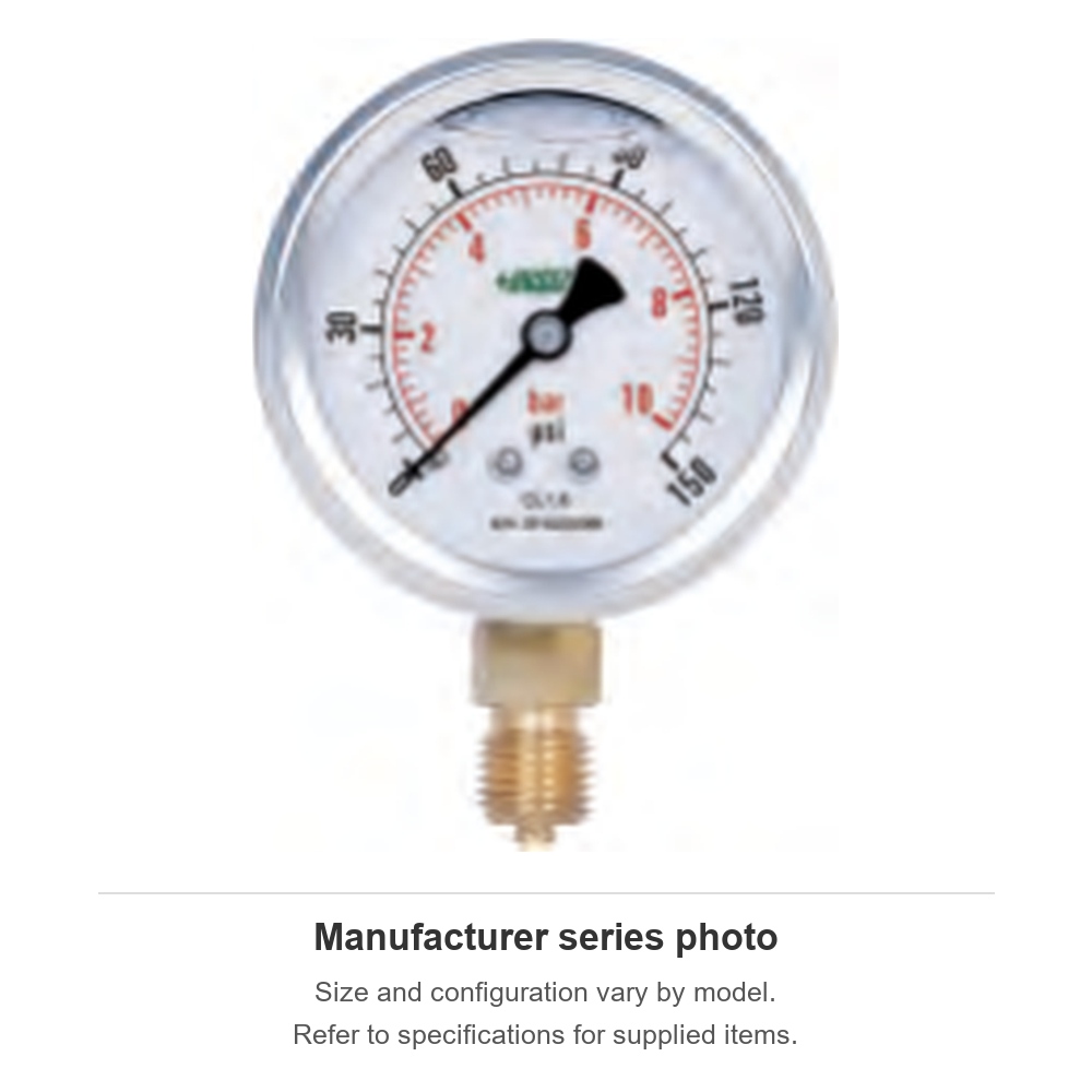 INSIZE Bourdon Tube Pressure Gauges (Liquid Filled), 0-10bar / 0-150psi, 5201-63N2Y10