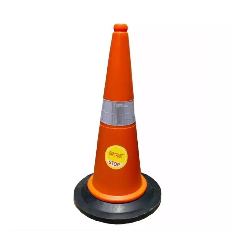 Stylera 750 mm Road Traffic Safety Cone with Reflective Strips Collar Rubber Base 3.1 KG