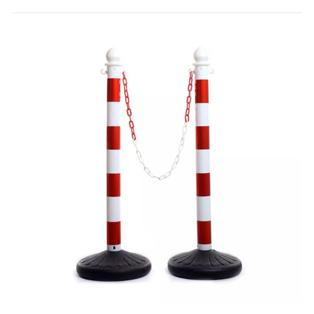 Darit Plastic Red and White 100 cm Link Chain Sentry Stanchion Kit with Fillable Base 2 pcs