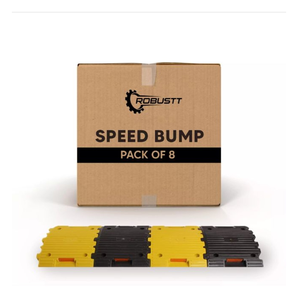 Robustt RB-SPEED-BUMP-BLACK-YELLOW-8 Safety Speed Breaker (Pack of 8)