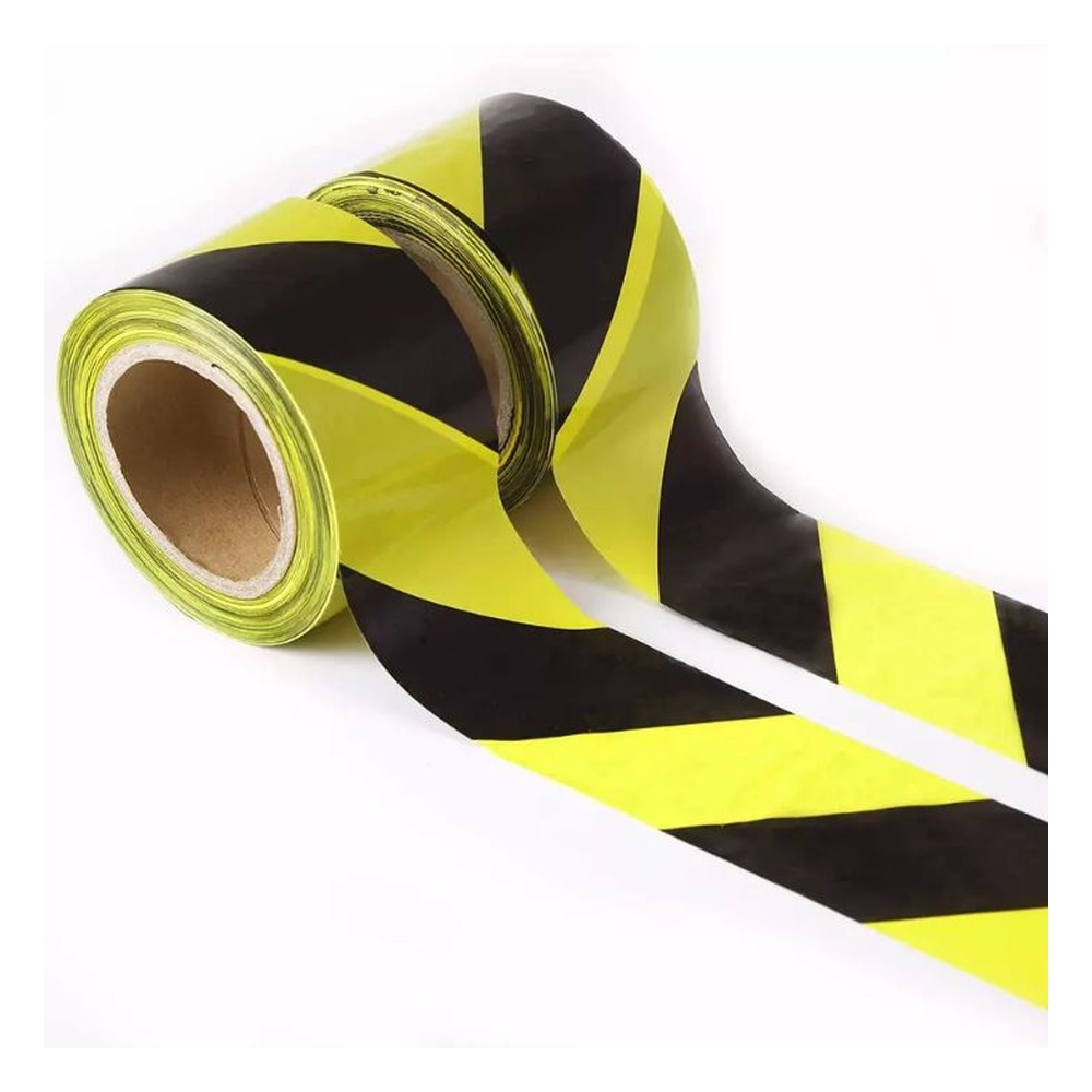 Darit 50 mm x 200m Non-Adhesive Polyethene Warning Barrier Sticker Tape Yellow and Black (Pack of 2)