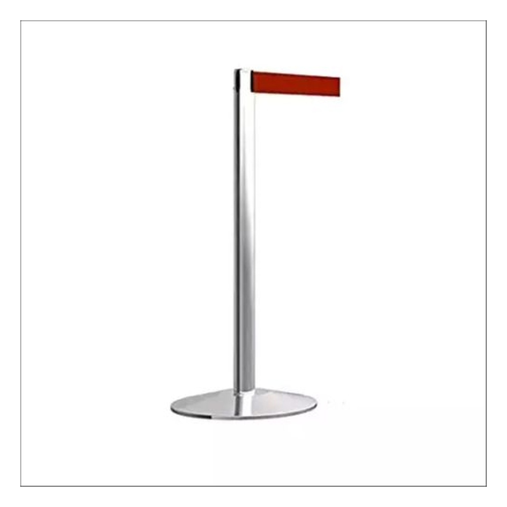 DOSSVICK Stainless Steel Stanchion Queue Manager Pack of 1 Rope 4 Metre Red/Silver