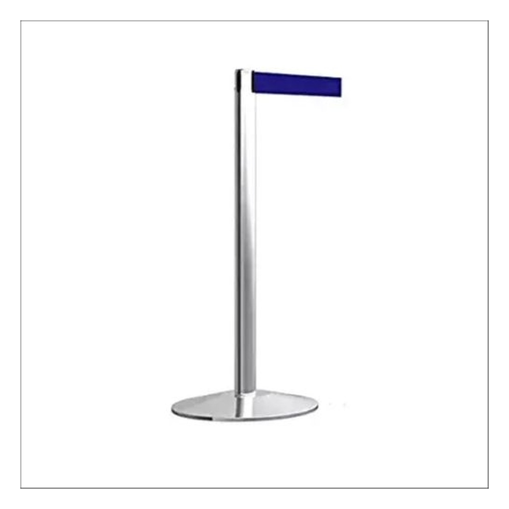 DOSSVICK Stainless Steel Stanchion Queue Manager Pack of 1 Rope 4 Metre Blue/Silver