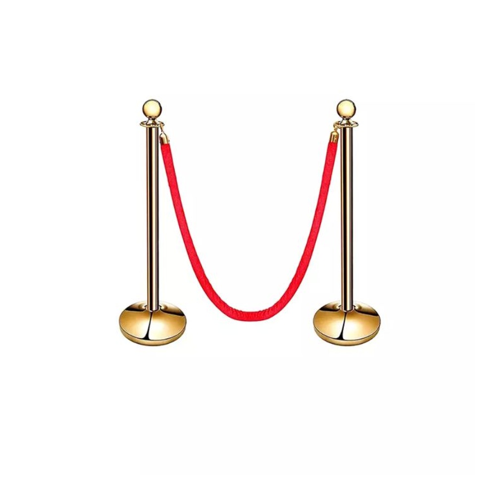 DOSSVICK Stainless Steel Stanchion Queue Manager Set of 2 pole Rope 4 Metre Red/Golden