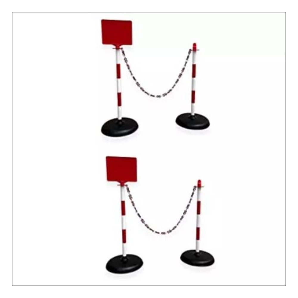 Ladwa Plastic Stanchion with Chain & Sign Plate - Pack of 4 Pcs