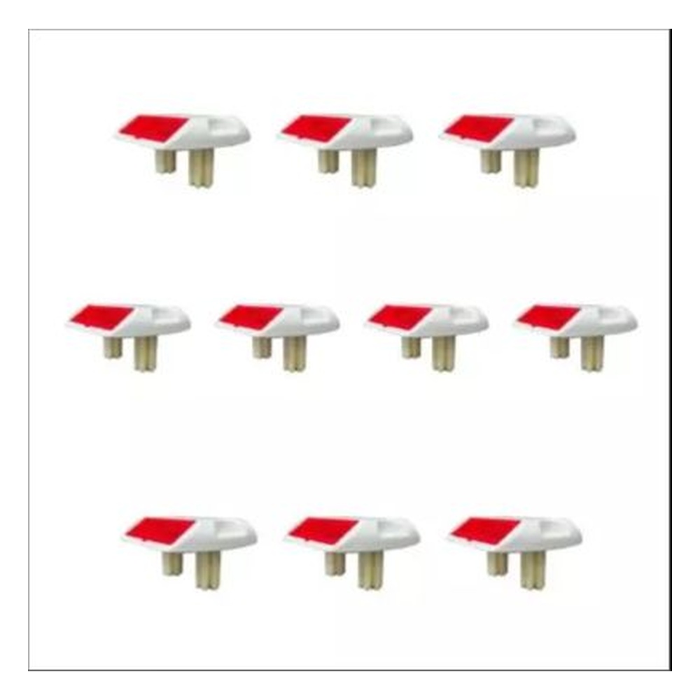 Ladwa 15x11x2 cm Road Stud with White and Red Reflector and Shank (Pack of 10)