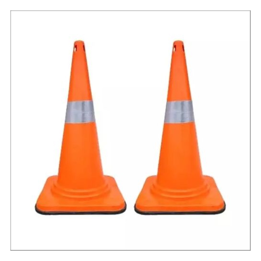 Ladwa 750 mm 4 Kg Flexible Orange Traffic Cone with Rubber Base & Reflective Strip (Pack of 2)