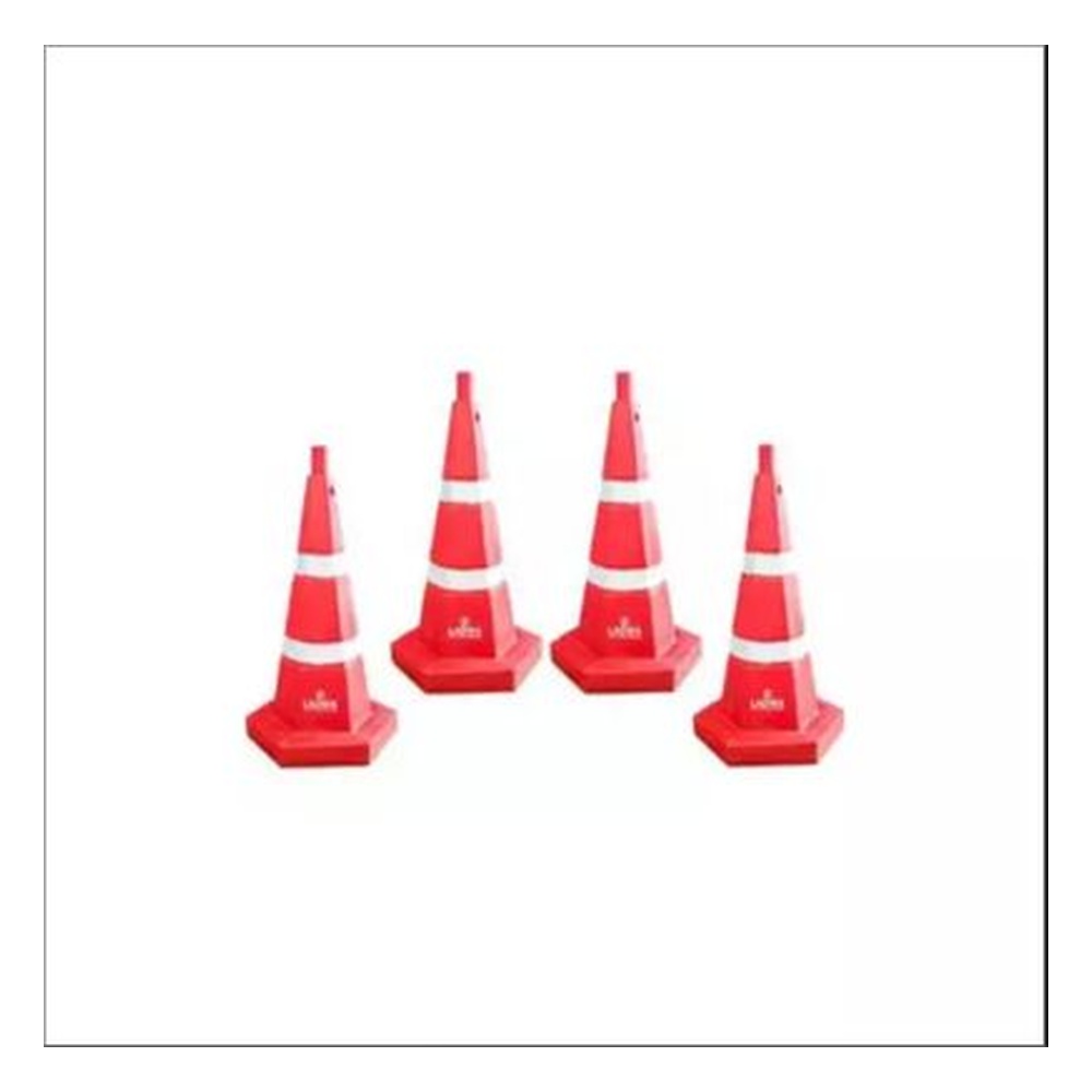 Ladwa 750 mm Heavy Base Traffic Safety Cone with 2 Reflective Stickers Red (Pack of 4)