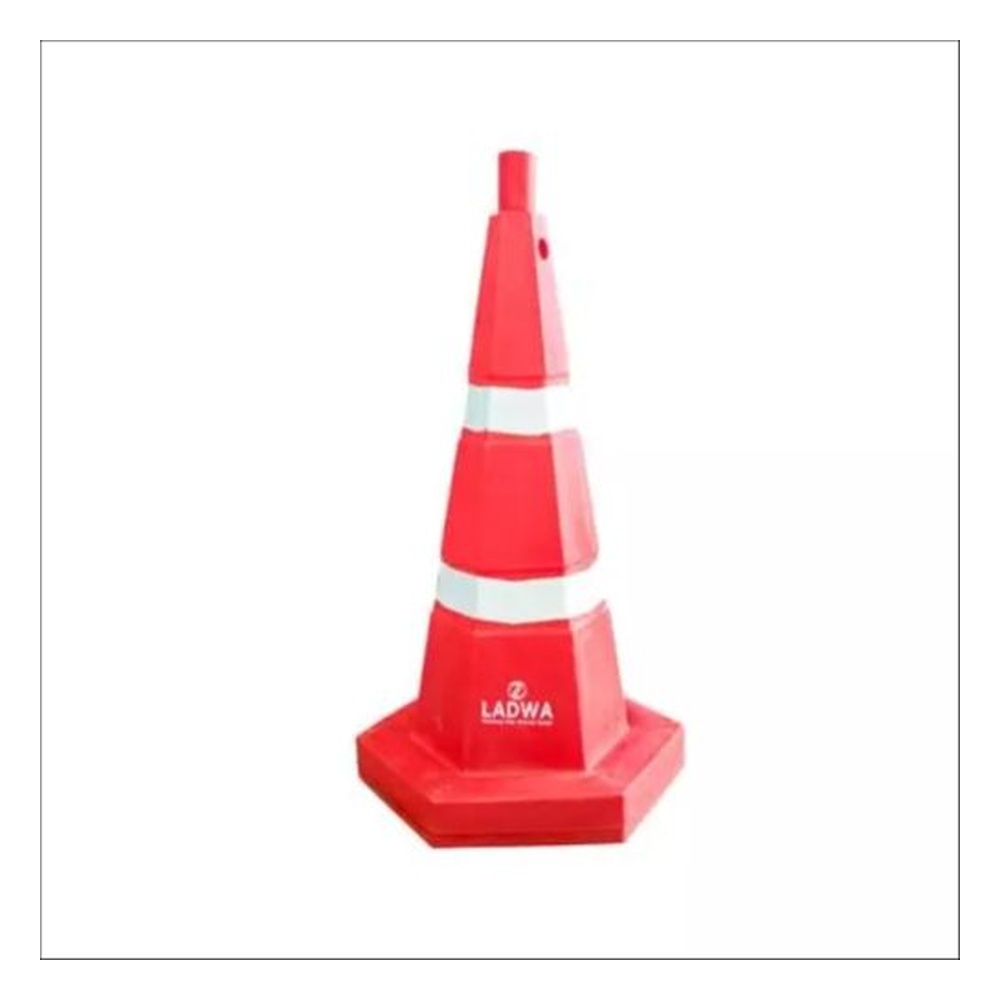 Ladwa 750 mm Heavy Base Traffic Safety Cone with 2 Reflective Stickers Red