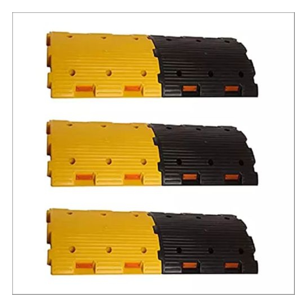 Ladwa Size 3 m x 75 mm Road Hump Speed Breaker for Safety & High Visibilty Plastic Yellow & Black, LSI PRH -75mm_3