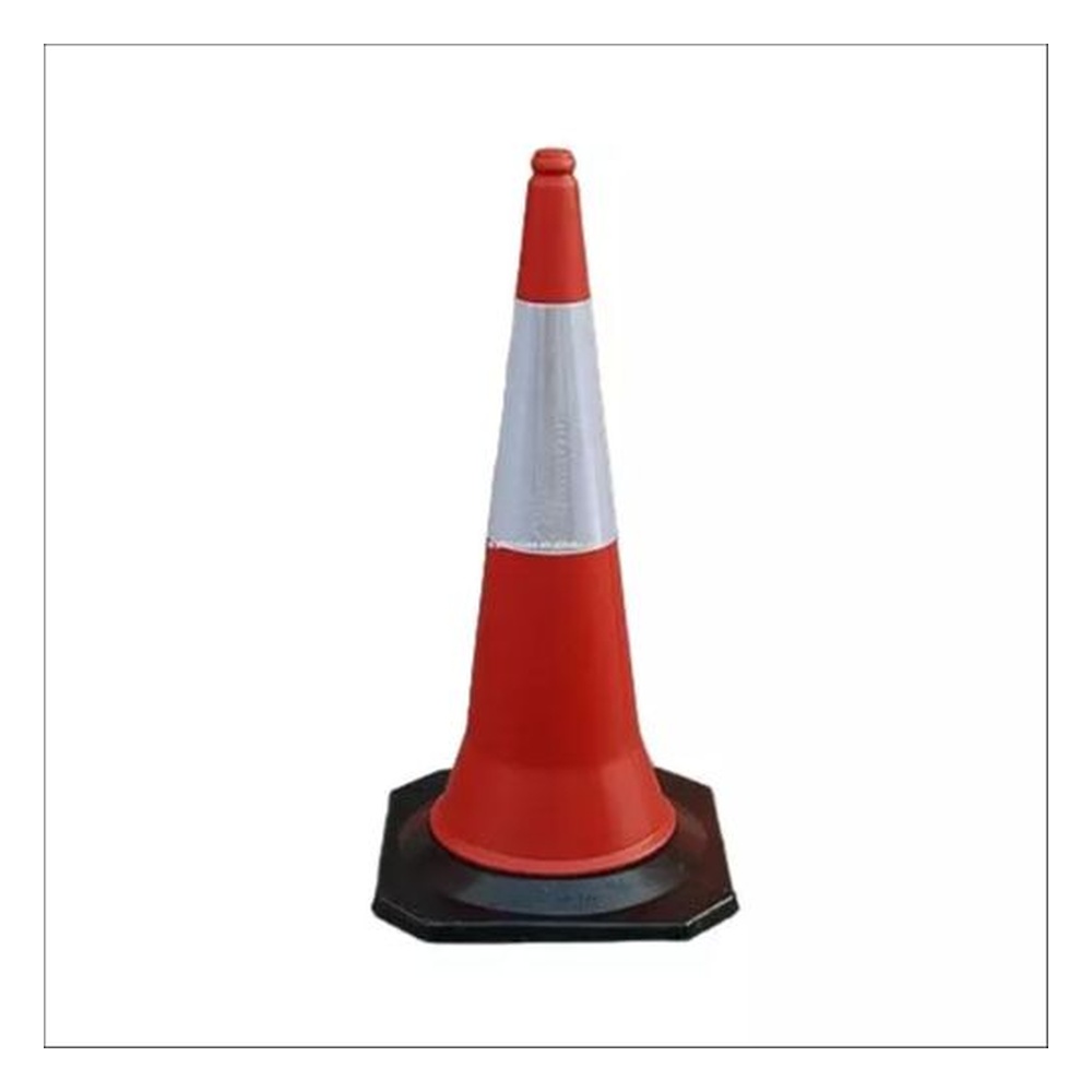 SSWW 1.80 Kg Rubber Base & PVC Plastic Traffic Safety Cone with Hook Red High Visibility for Road Safety, Construction (Set of 2 Piece)