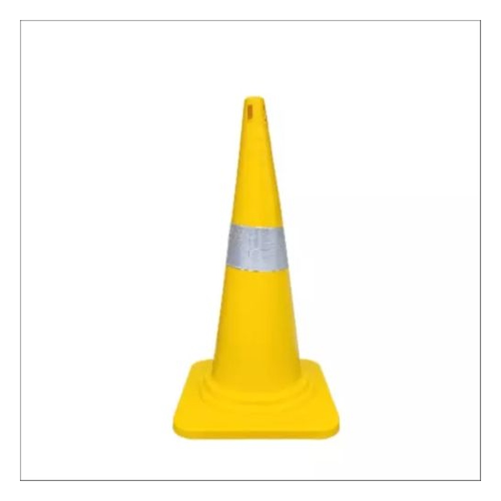Ladwa Reflective Strip PVC 750 mm Traffic Cone Yellow (Pack of 10)