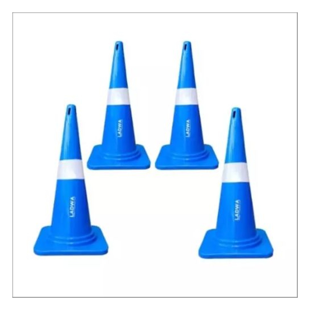 Ladwa Reflective Strip PVC 750 mm Traffic Cone Blue (Pack of 4)