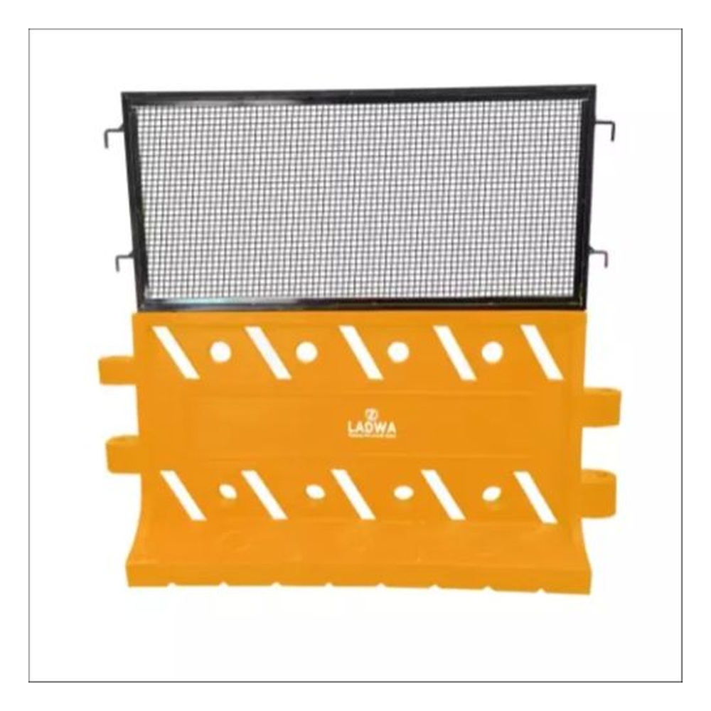 Ladwa Heavy-Duty Road Barricade with Customizable Fillings and Protective Mesh Yellow