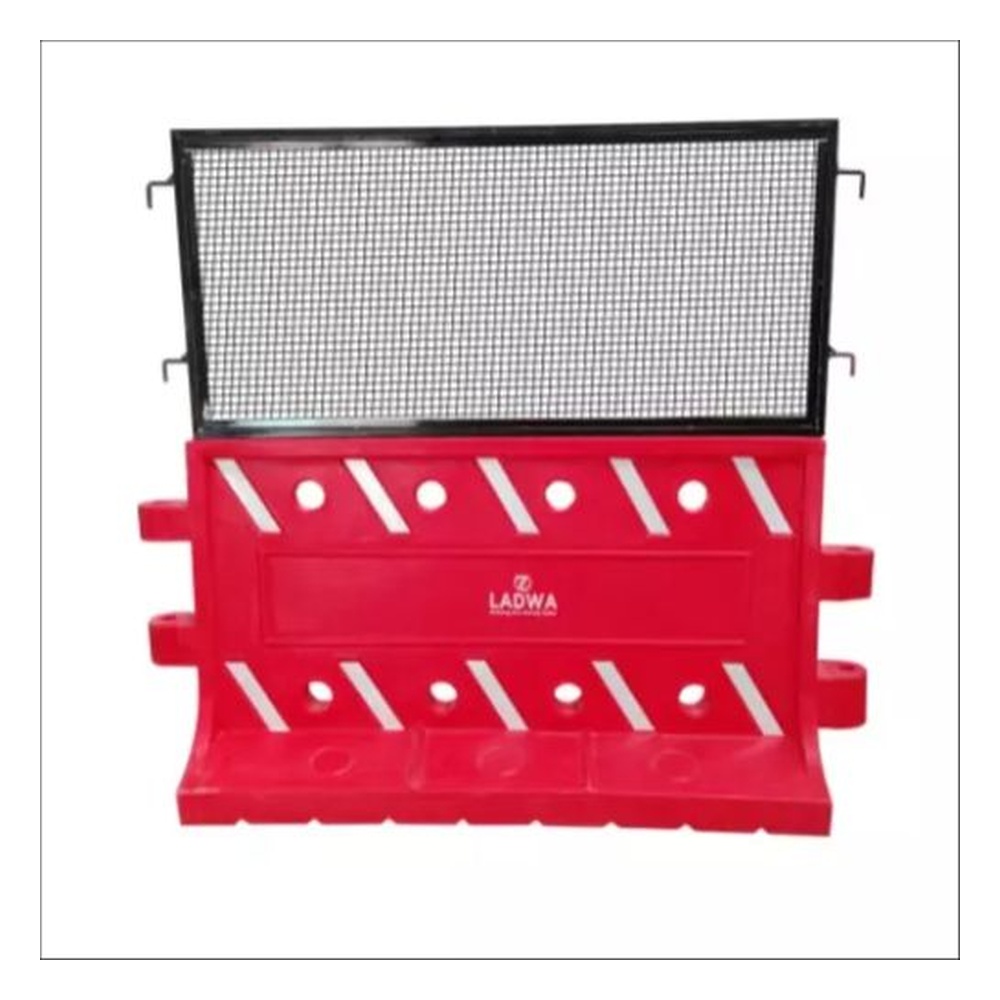 Ladwa Heavy-Duty Road Barricade with Customizable Fillings and Protective Mesh Red