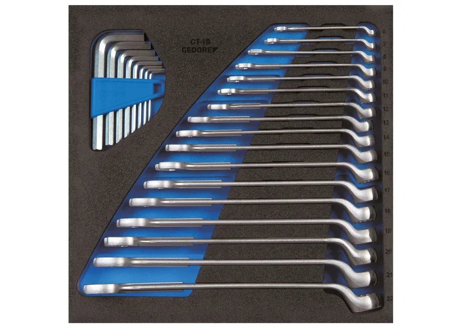 GEDORE 1500 CT2-1 B Combination spanner set in 2/3 check tool module