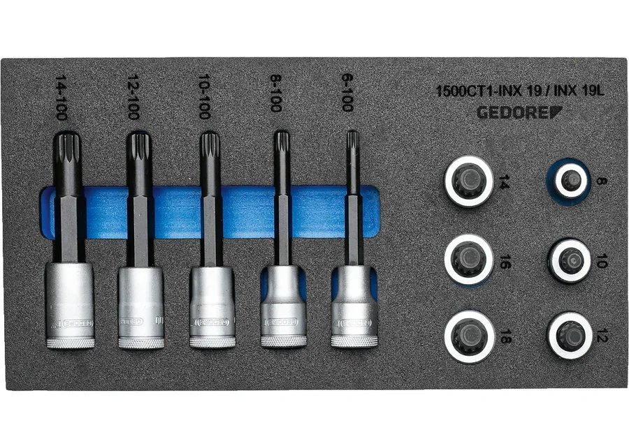 GEDORE 1500 CT1-INX 19 LK Set of screwdriver bits 1/2" in 1/3 check tool module