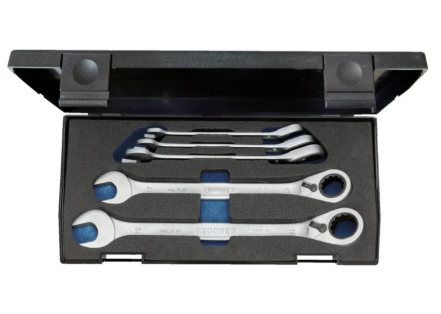 GEDORE 7 UR-005 Combination ratchet spanner set, reversible 5 pieces