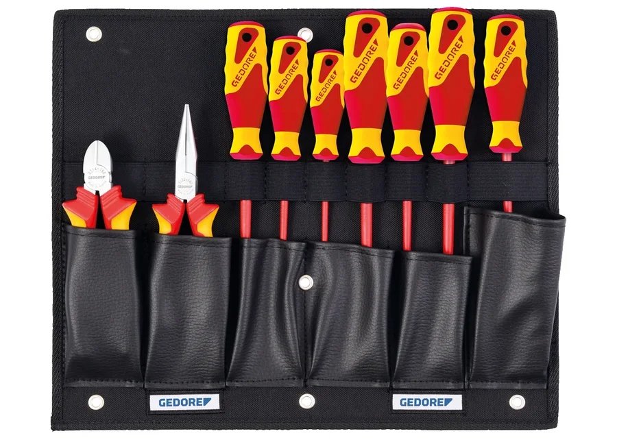 GEDORE 1100 W-002 VDE tool card with VDE pliers and screwdriver assortment, 9-piece