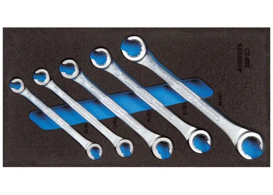 GEDORE 1500 CT1-400 double ring wrench set, open in 1/3 check tool module