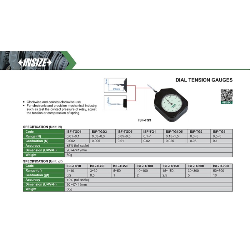 INSIZE ISF-TG5 Dial Tension Gauge, 0.5-5N - photo 3