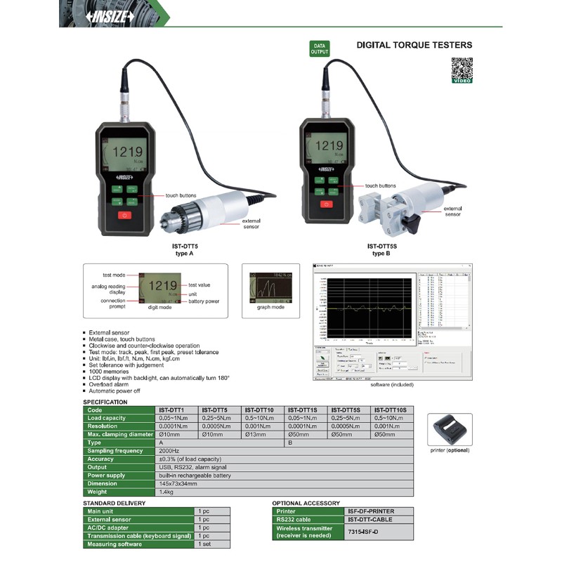 INSIZE IST-DTT1 Digital Torque Tester 0.05~1 N.m - photo 3